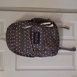 White Polka-dot Gray Jansport Backpack